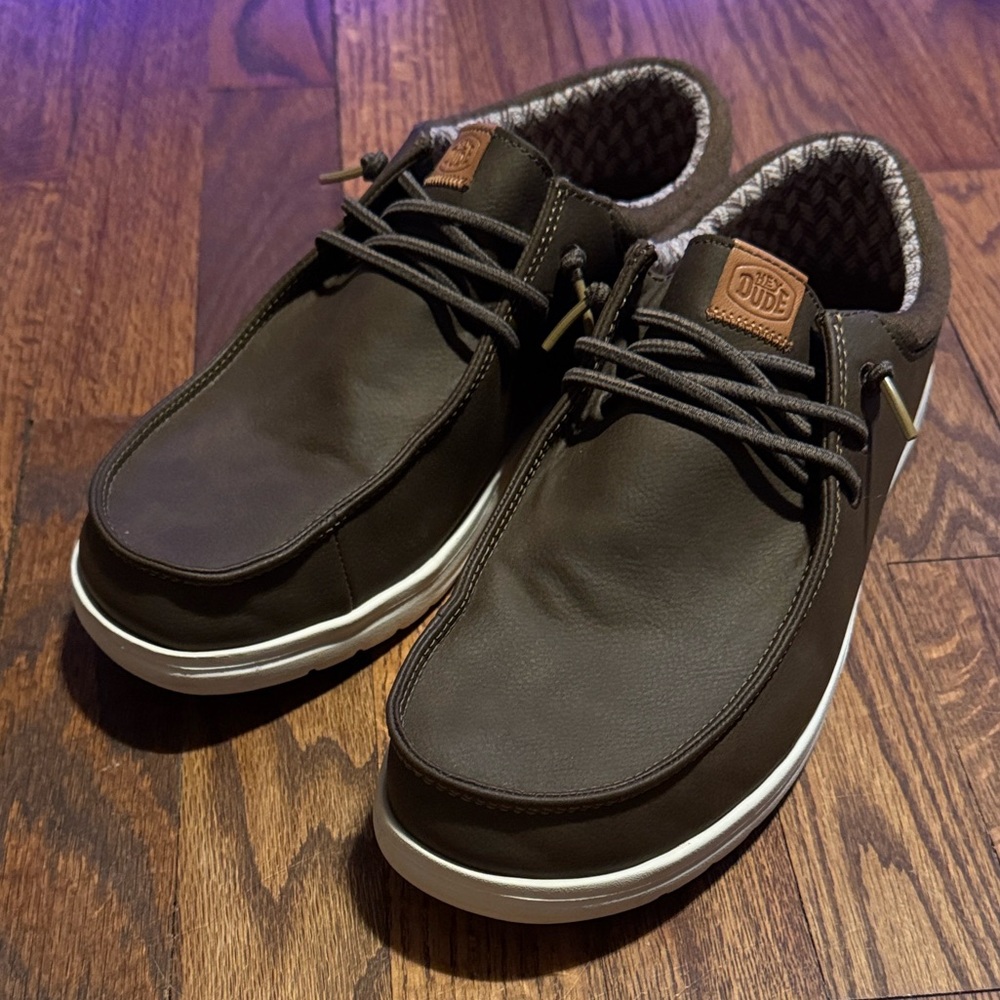 Hey Dude Leather Men's Brown Casual Shoes Size 10